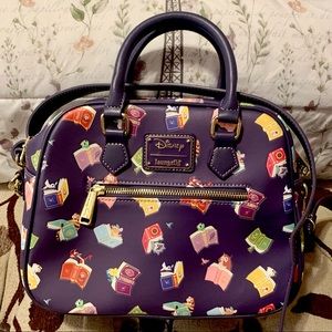 ~BRAND NEW~LOUNGEFLY DISNEY PRINCESS BOOKS ALLOVER PRINT CROSSBODY